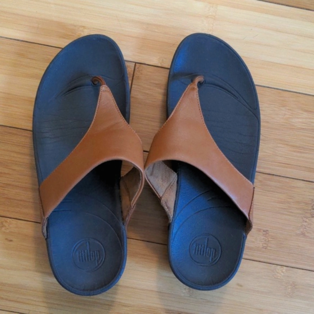 FitFlop "Lulu" leather toe microwobbleboard sandals